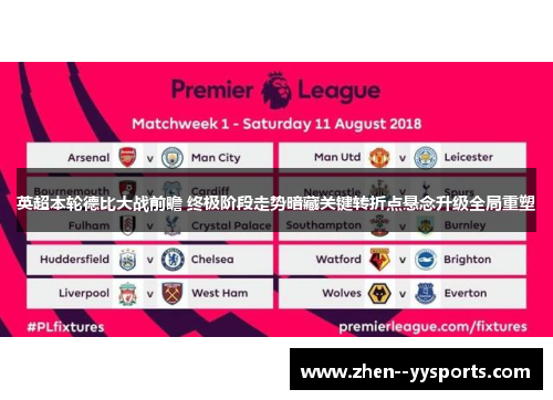 英超本轮德比大战前瞻 终极阶段走势暗藏关键转折点悬念升级全局重塑 英超本轮德比大战前瞻 终极阶段走势暗藏关键转折点悬念升级全局重塑